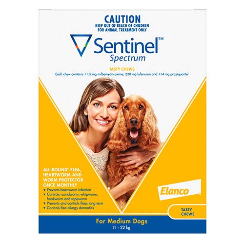 Sentinel Spectrum Tasty Chews For Medium Dogs 11 To 22Kg (Yellow)