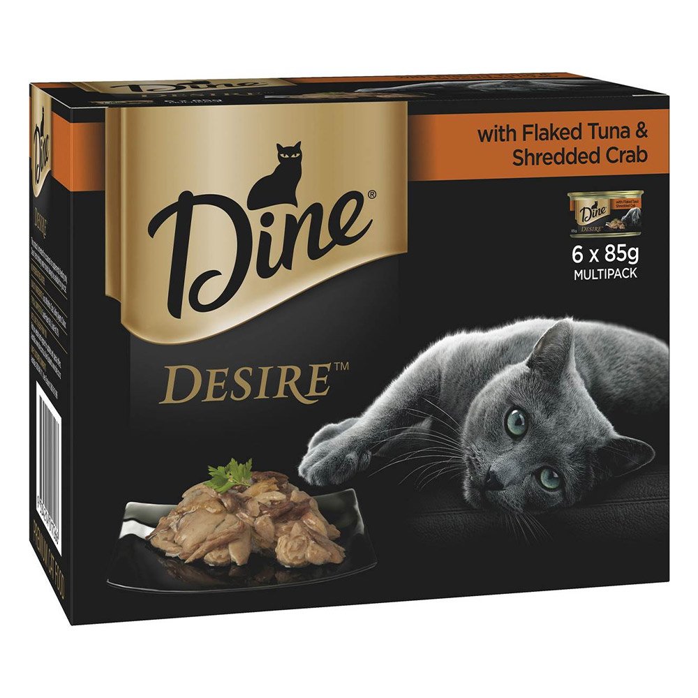 Dine Desire Multipack Adult Cat Wet Canned Food (Flaked Tuna and Shredded Crab) 85g x 6