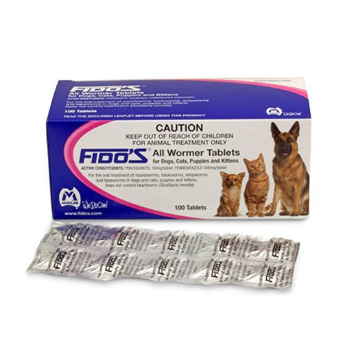 Fido's All Wormer Tablets For Dogs and Cats 2.5 - 10 Kgs