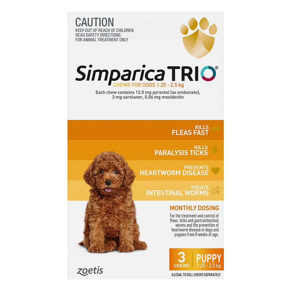 Simparica TRIO for Puppy 1.25-2.5kg (Yellow)