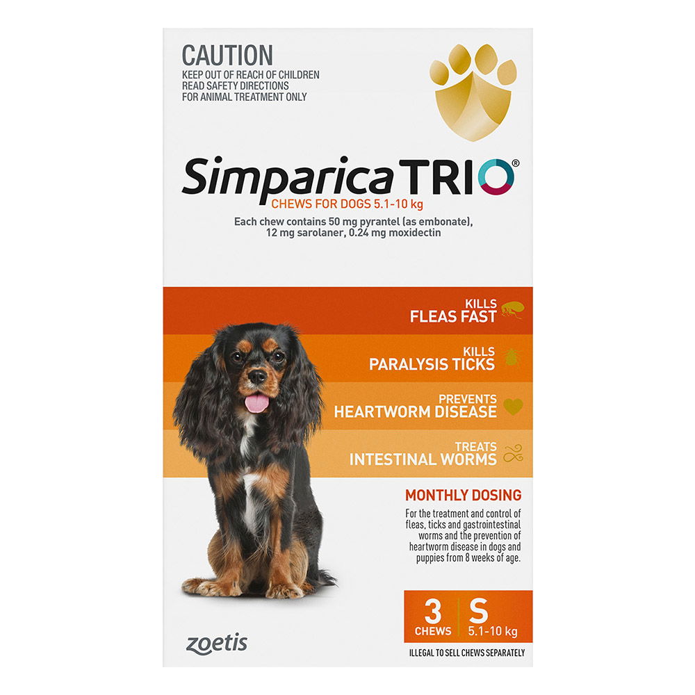 Simparica TRIO for Small Dogs 5.1-10kg (Orange)