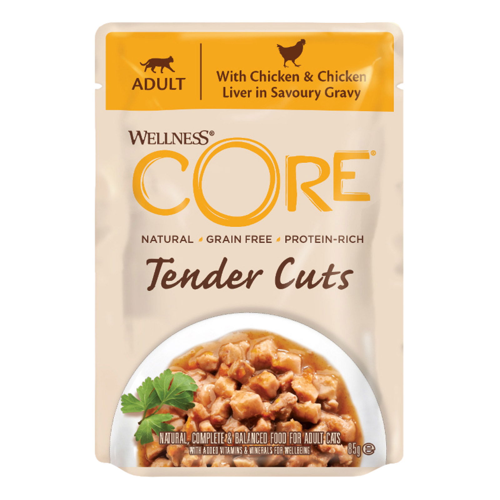 Wellness CORE Tender Cuts With Chicken & Chicken Liver in Savoury Gravy 85 gm * 12