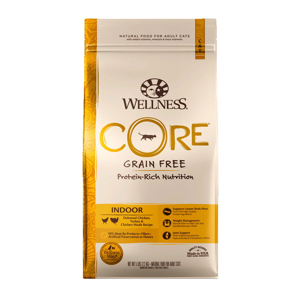 Wellness CORE Grain Free Indoor Chicken Formula Deboned Chicken, Turkey & Chicken Meals Dry Cat