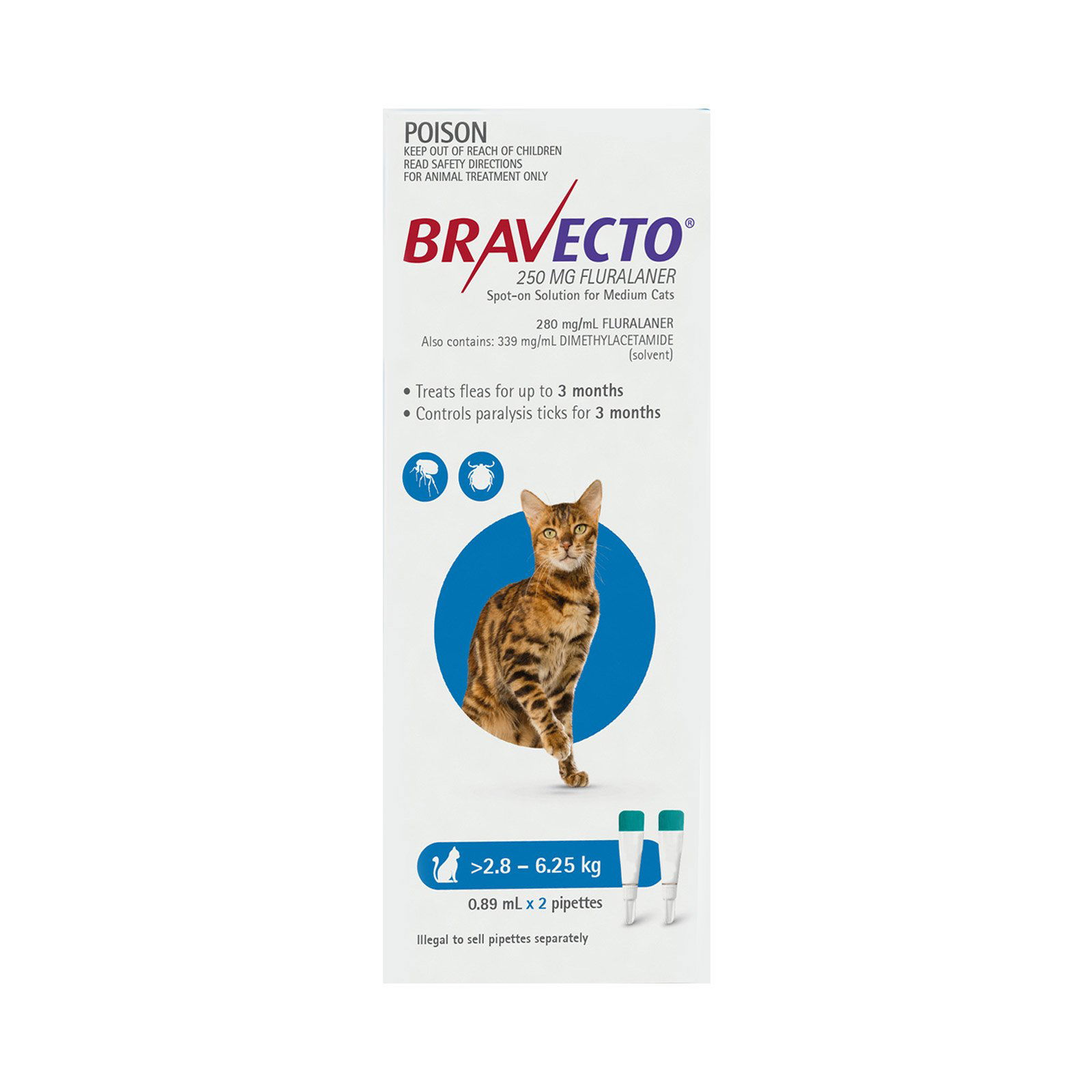 Bravecto Spot On For Medium Cats (2.8 - 6.25 kg) Blue