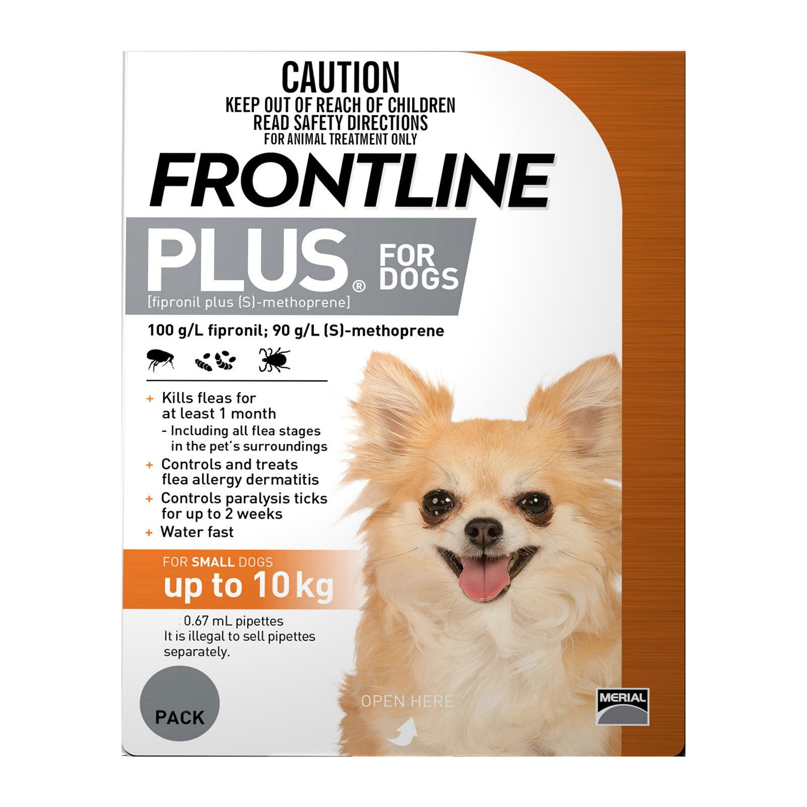 Frontline Plus For Small Dogs Up To 10Kg (Orange)