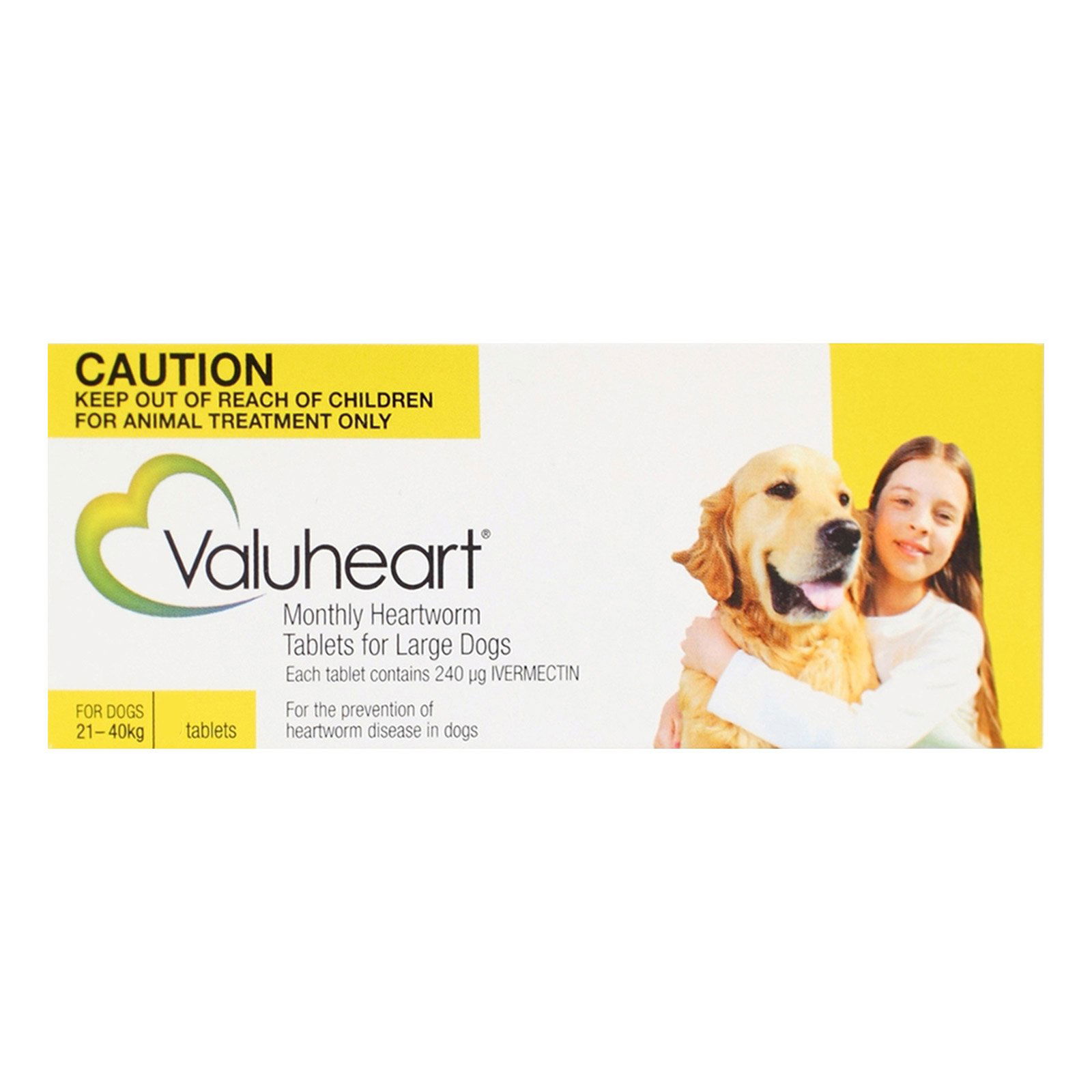 Valuheart Heartworm Tablets For Large Dogs 21 To 40Kg (Gold)